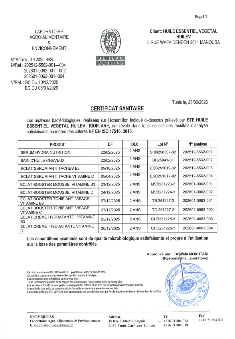Certificat Sanitaire